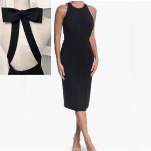 DRESS THE POPULATION Black Emme Back Bow Sheath Cocktail Dress SZ XL NWT